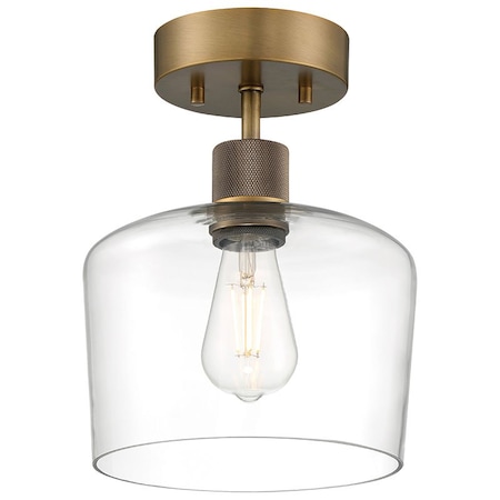 Access Lighting Port Nine Chardonnay, Chardonnay LED SemiFlush, Antique Brushed Brass Finish, Clear Glass 63147LEDDLP-ABB/CLR